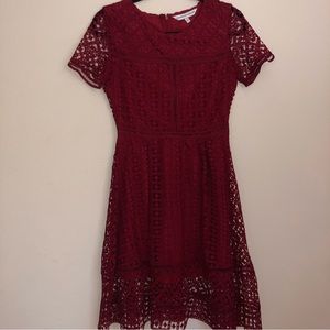 Cupcakes and Cashmere Red Wine Cutout Mid-Length Dress